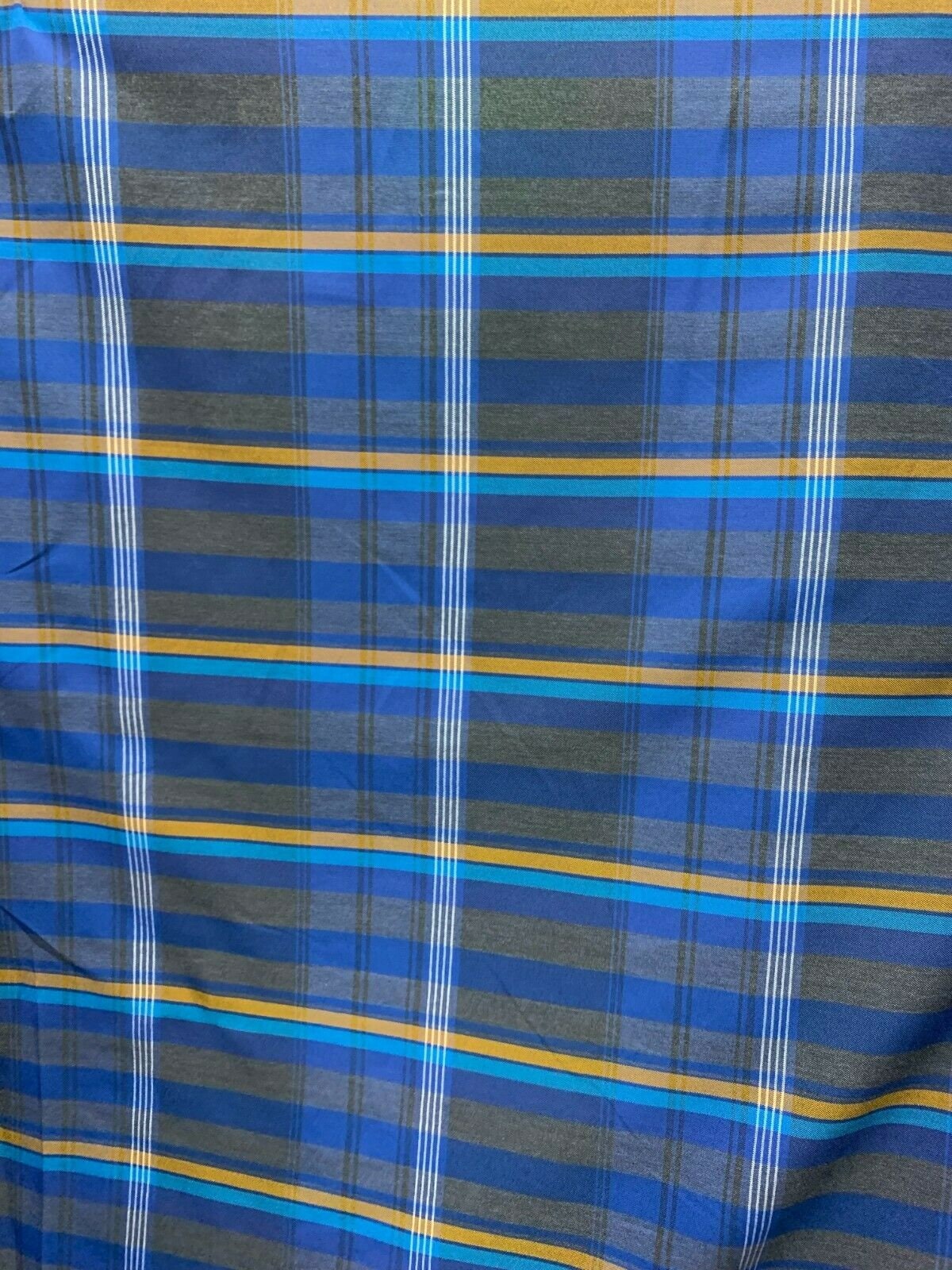 GRAY BLUE ORANGE Plaid Poly Cotton Uniform Poplin Fabric (60 in.) Sold By The Yard