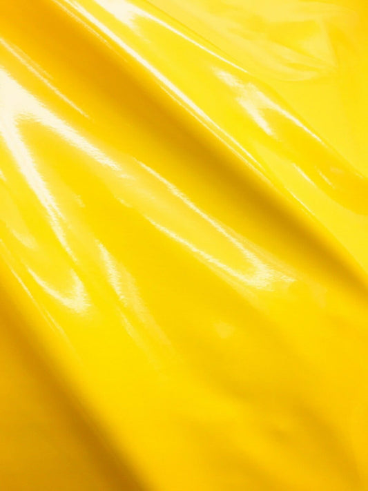 SUNFLOWER YELLOW Shiny Glossy PVC Pleather Stretch Fabric (58 in.) Sold By The Yard