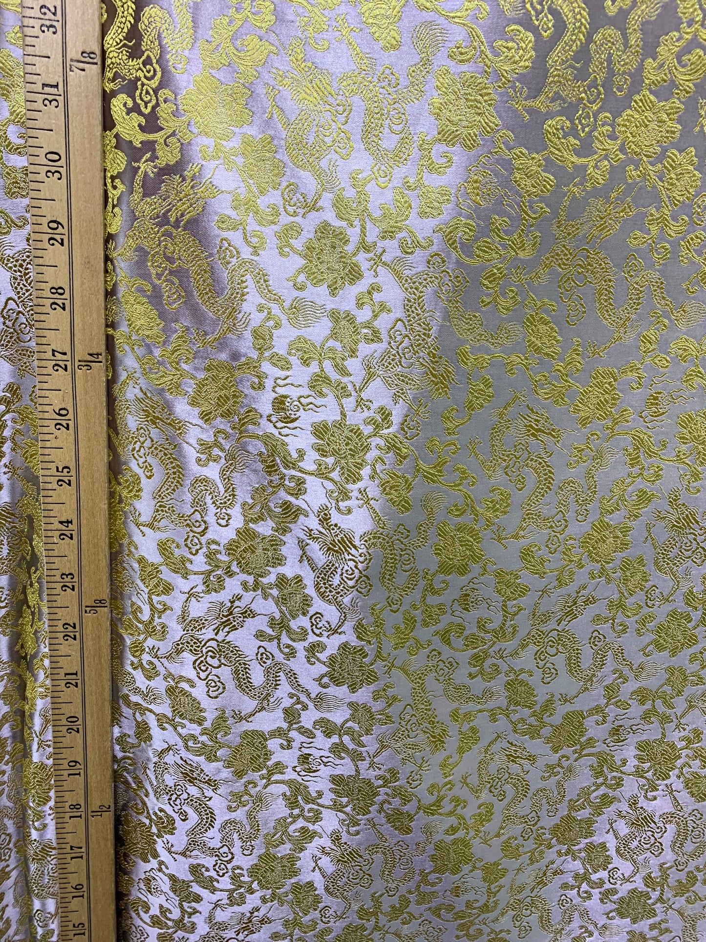 GRAY GOLD Metallic Dragon Floral Brocade Fabric (54 in.) Sold By The Yard