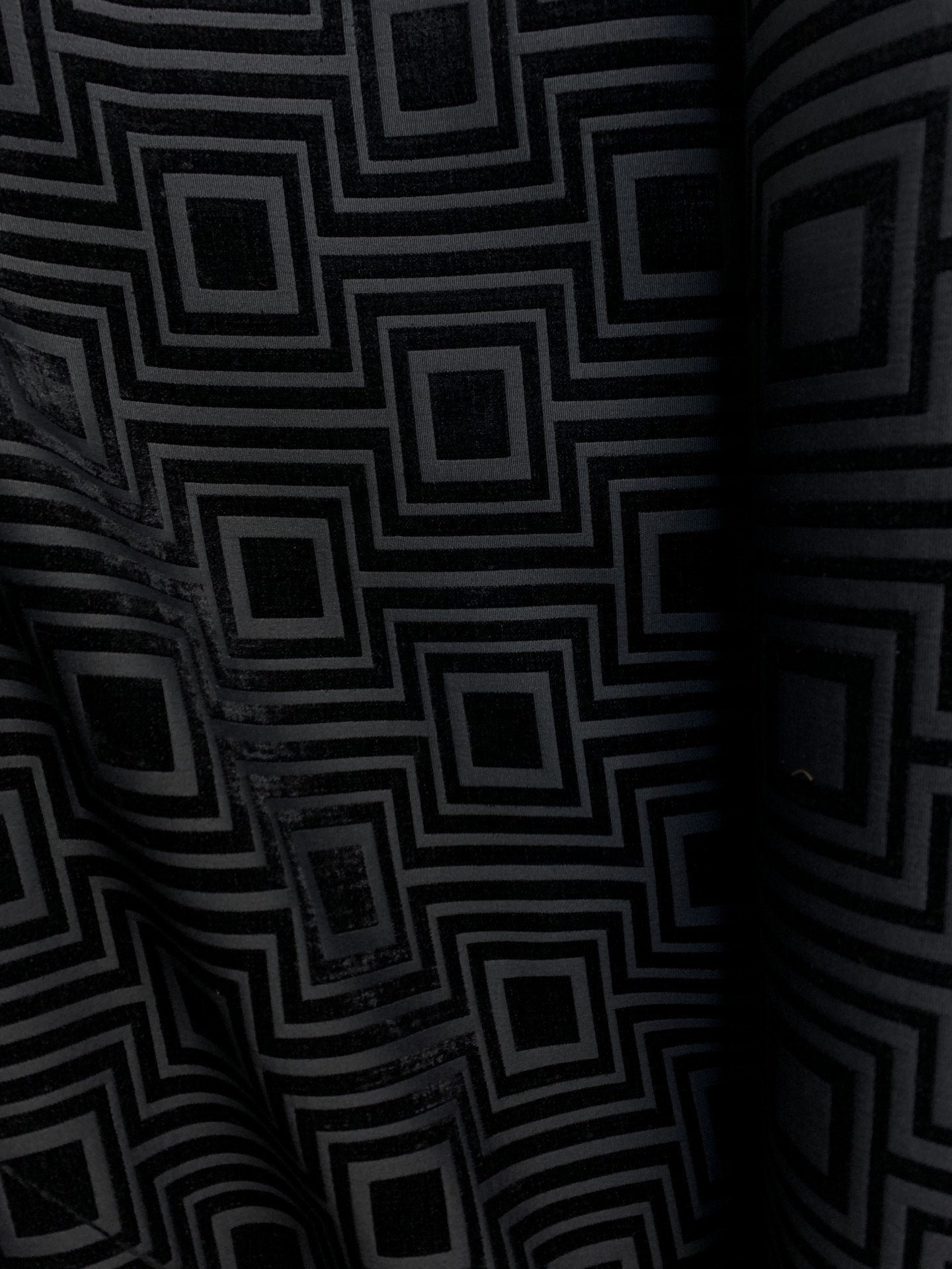 BLACK Geometric Chenille Upholstery Brocade Fabric (54 in.) Sold By The Yard