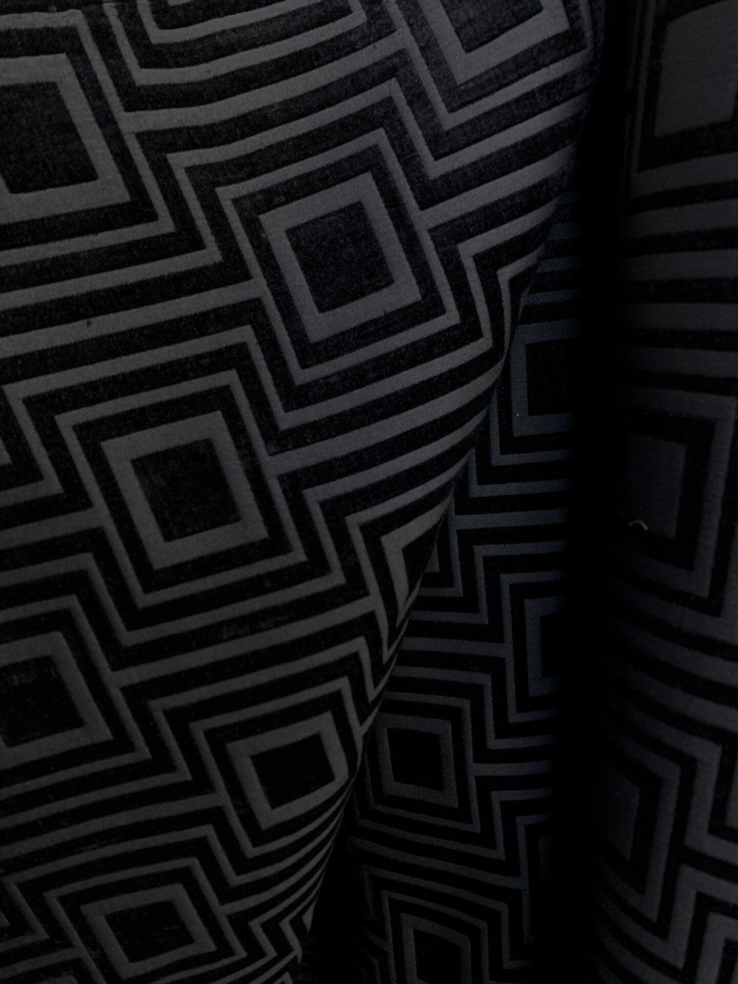 BLACK Geometric Chenille Upholstery Brocade Fabric (54 in.) Sold By The Yard