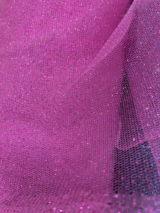 PINK Sparkle Glitter Tulle Decoration Event Fabric (60 in.) Sold By The Yard