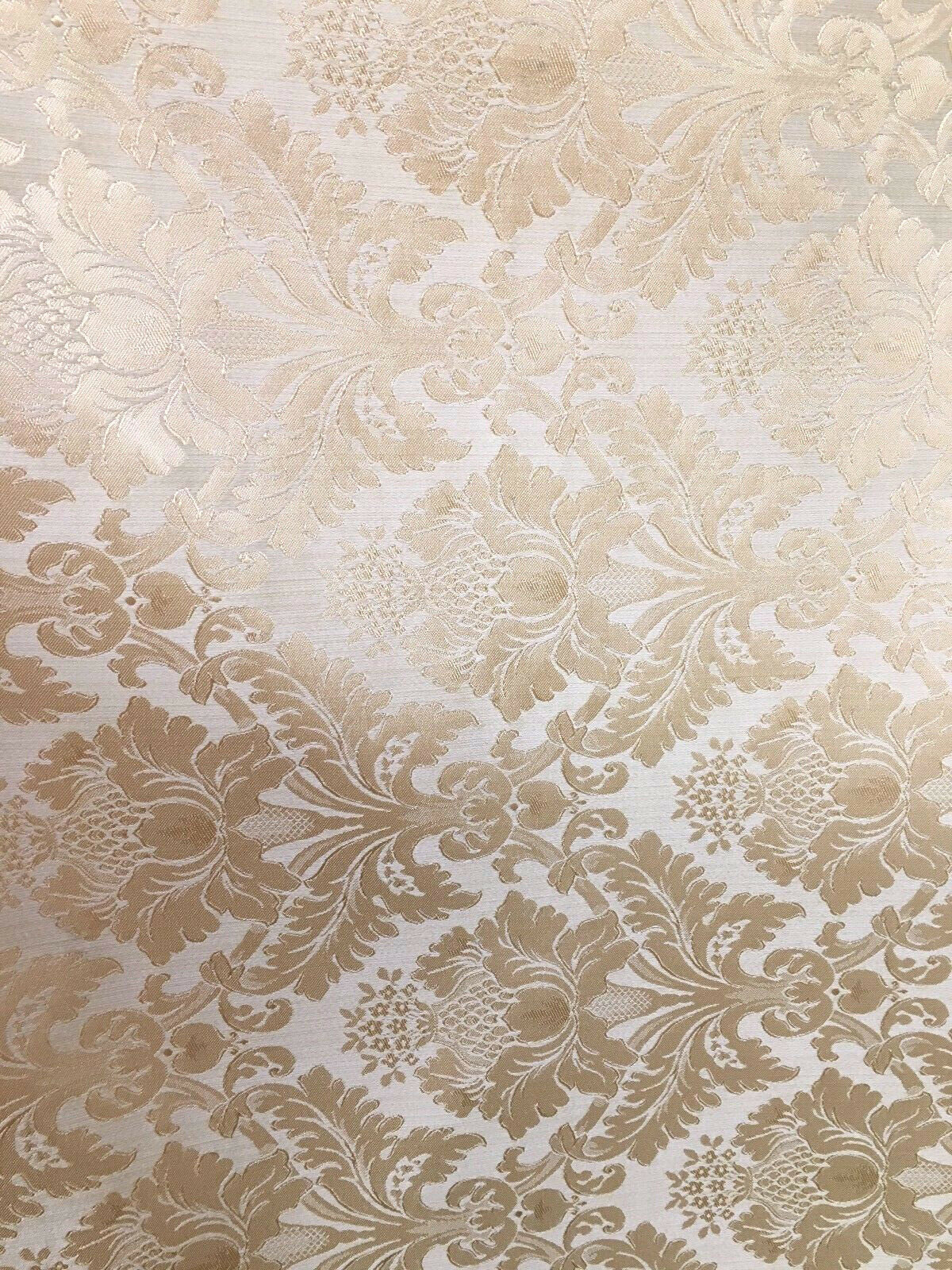 CHAMPAGNE Damask Jacquard Brocade Flower Floral Fabric (110 in.) Sold By The Yard