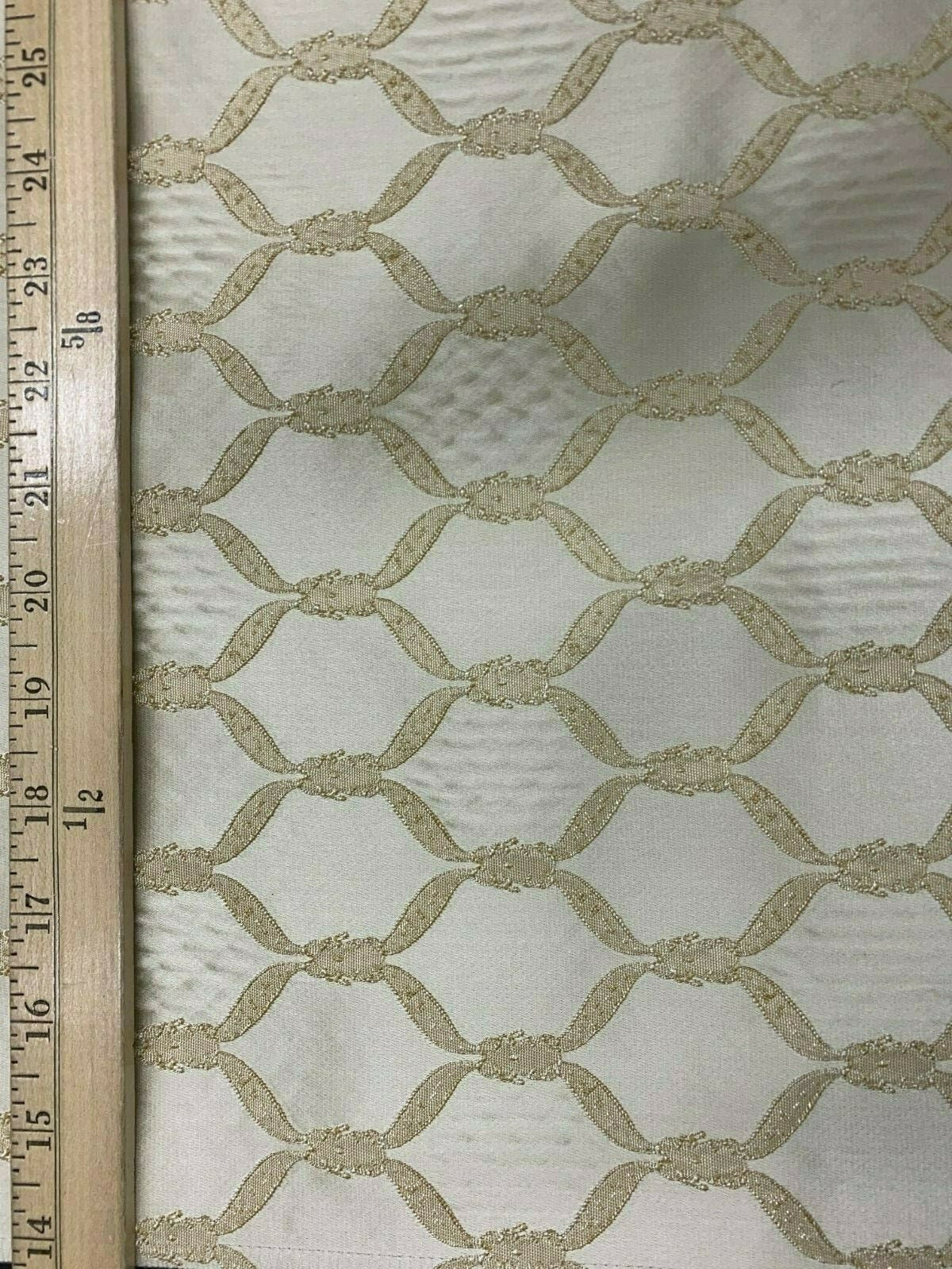 CHAMPAGNE IVORY Diamond Brocade Upholstery Drapery Fabric (54 in.) Sold By The Yard