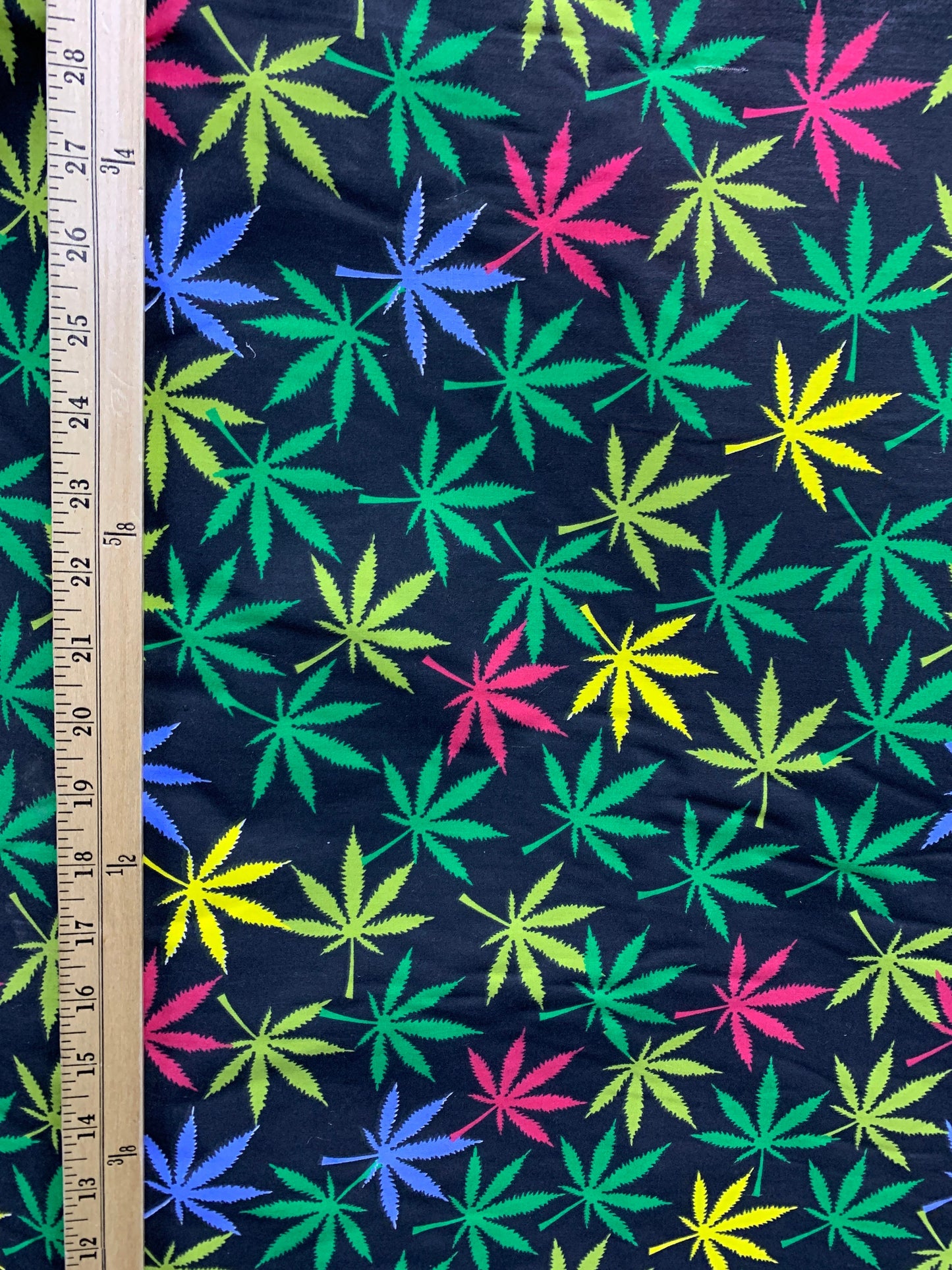 MULTICOLOR Marijuana Cannabis Leaf Printed Poly Cotton Fabric (58 in.) Sold By The Yard