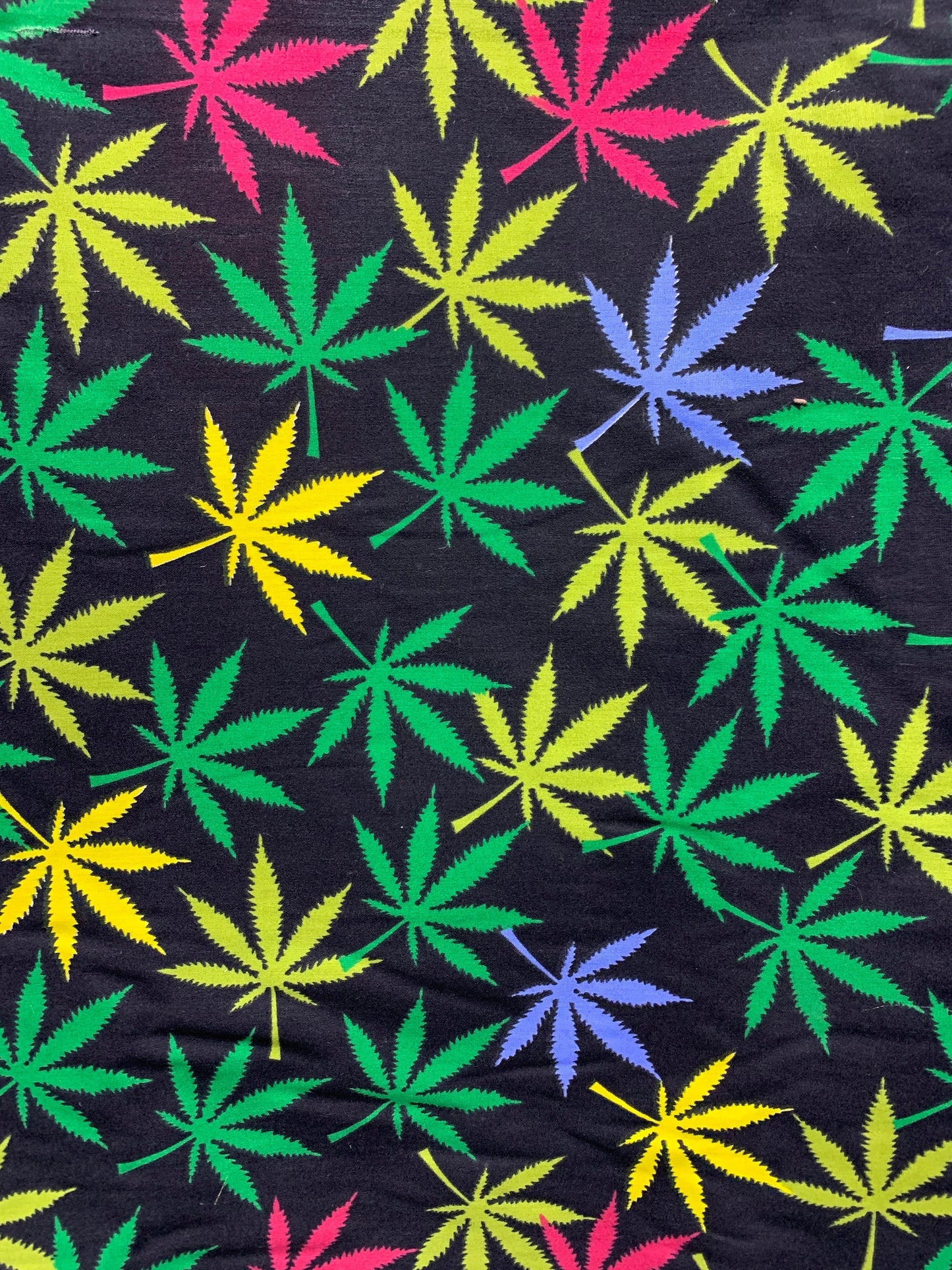 MULTICOLOR Marijuana Cannabis Leaf Printed Poly Cotton Fabric (58 in.) Sold By The Yard