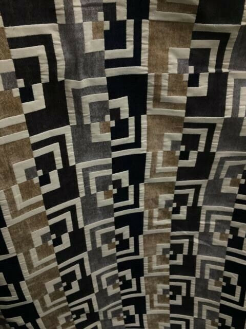 BEIGE BLACK BROWN Geometric Chenille Upholstery Brocade Fabric (54 in.) Sold By The Yard