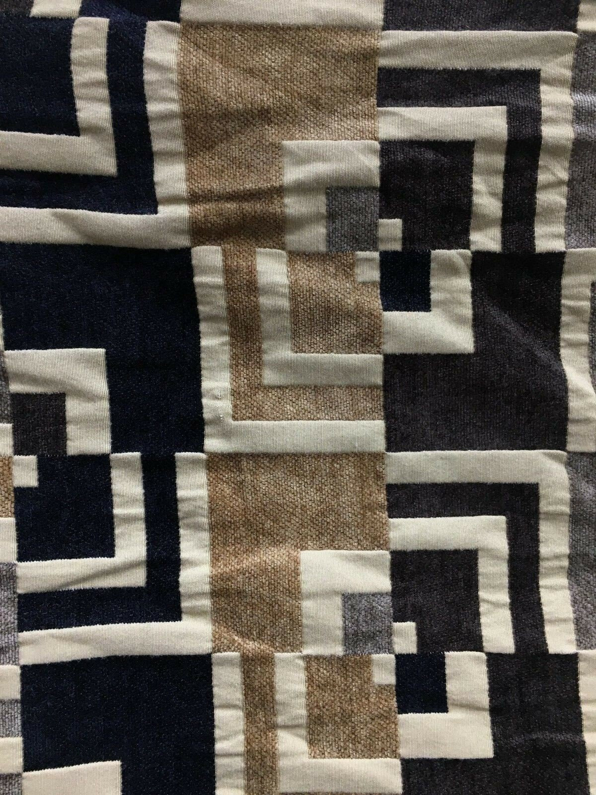 BEIGE BLACK BROWN Geometric Chenille Upholstery Brocade Fabric (54 in.) Sold By The Yard