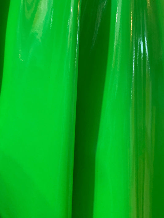 BRIGHT GREEN Shiny Glossy PVC Pleather Stretch Fabric (58 in.) Sold By The Yard