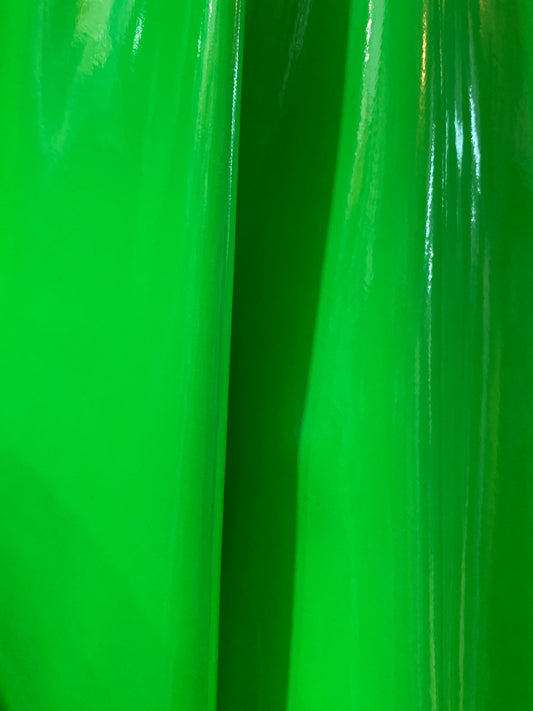 BRIGHT GREEN Shiny Glossy PVC Pleather Stretch Fabric (58 in.) Sold By The Yard