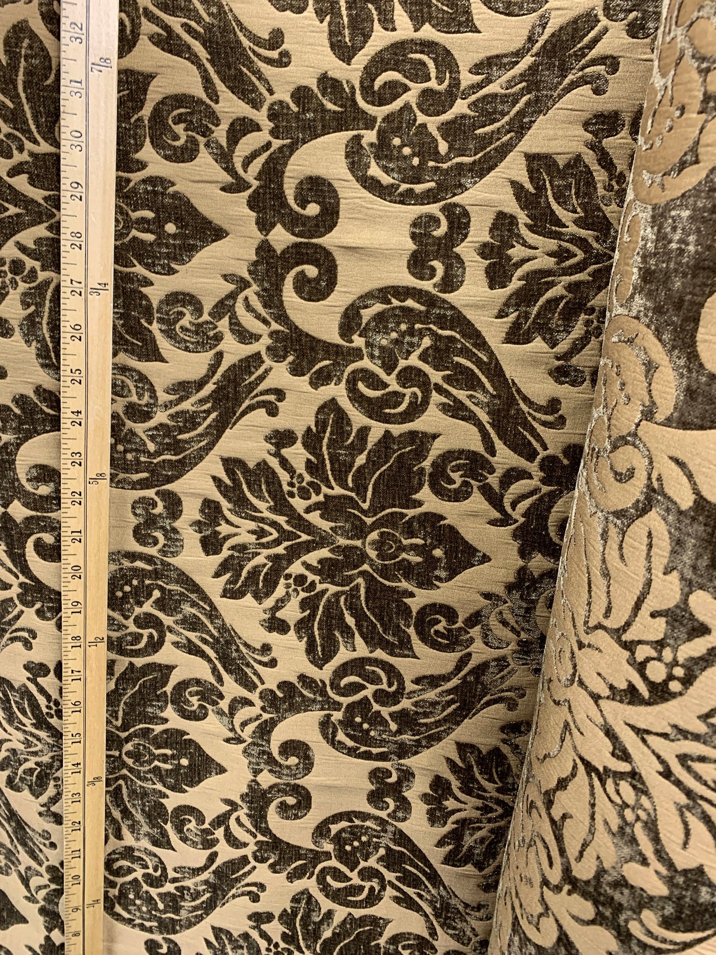 BROWN Damask Chenille Upholstery Brocade Fabric (54 in.) Sold By The Yard