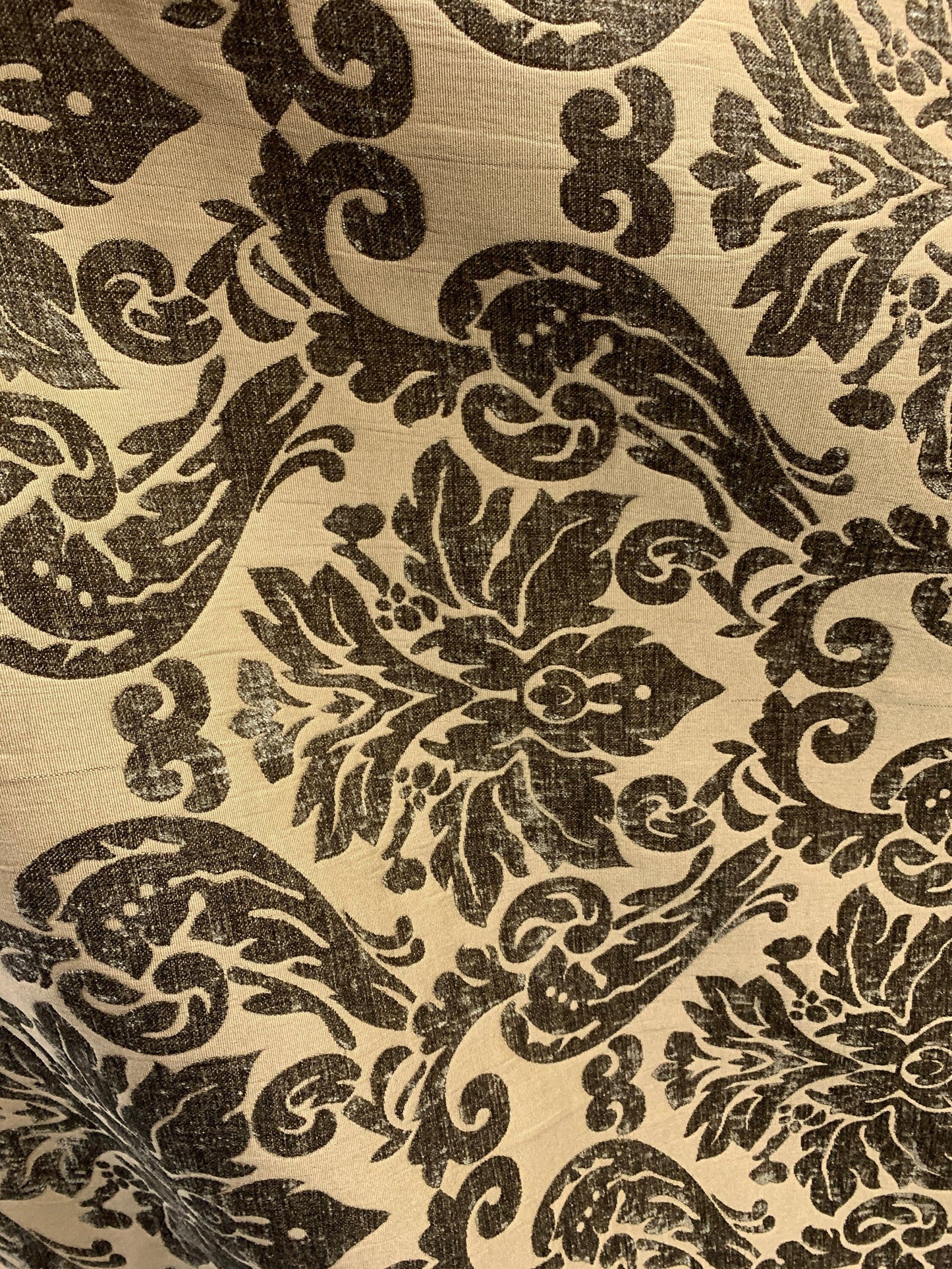 BROWN Damask Chenille Upholstery Brocade Fabric (54 in.) Sold By The Yard