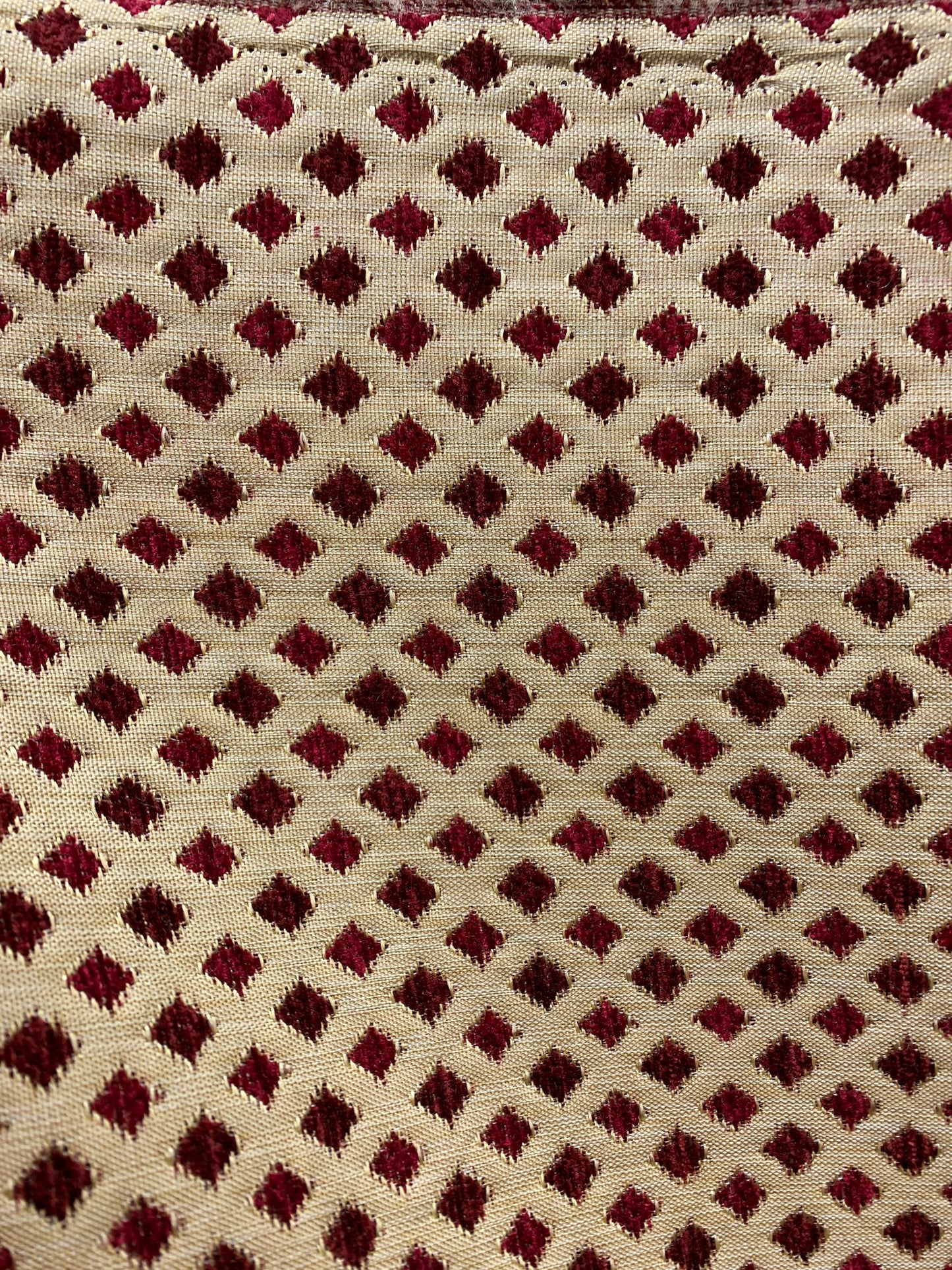 BURGUNDY BEIGE Diamond Chenille Upholstery Brocade Fabric (56 in.) Sold By The Yard