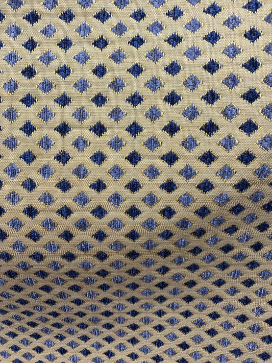 BLUE BEIGE Diamond Chenille Upholstery Brocade Fabric (56 in.) Sold By The Yard