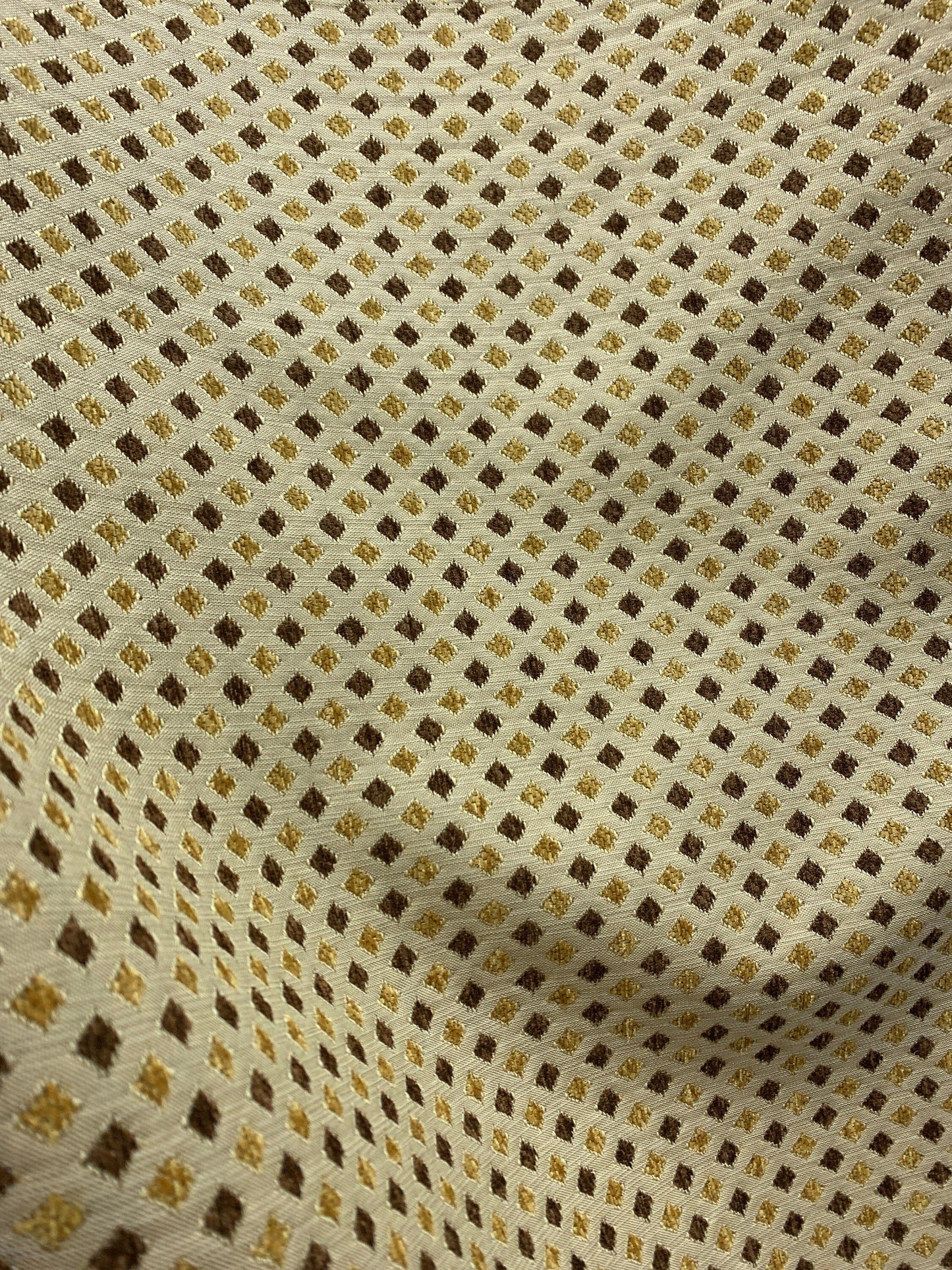 GOLD BROWN BEIGE Diamond Chenille Upholstery Brocade Fabric (56 in.) Sold By The Yard