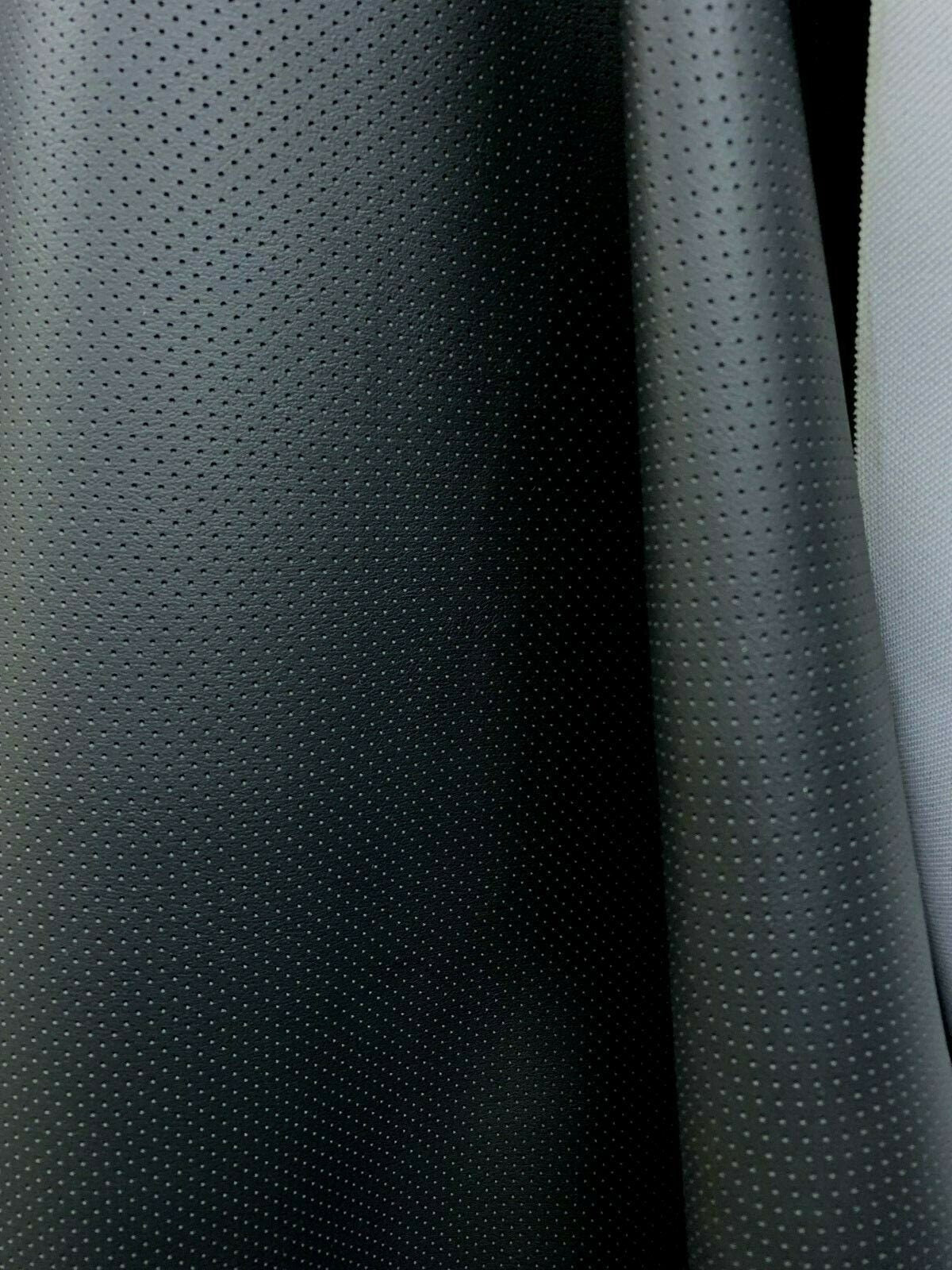 BLACK Perforated Faux Leather Vinyl Upholstery Fabric (55 in.) Sold By The Yard