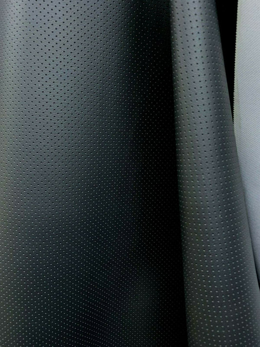 BLACK Perforated Faux Leather Vinyl Upholstery Fabric (55 in.) Sold By The Yard