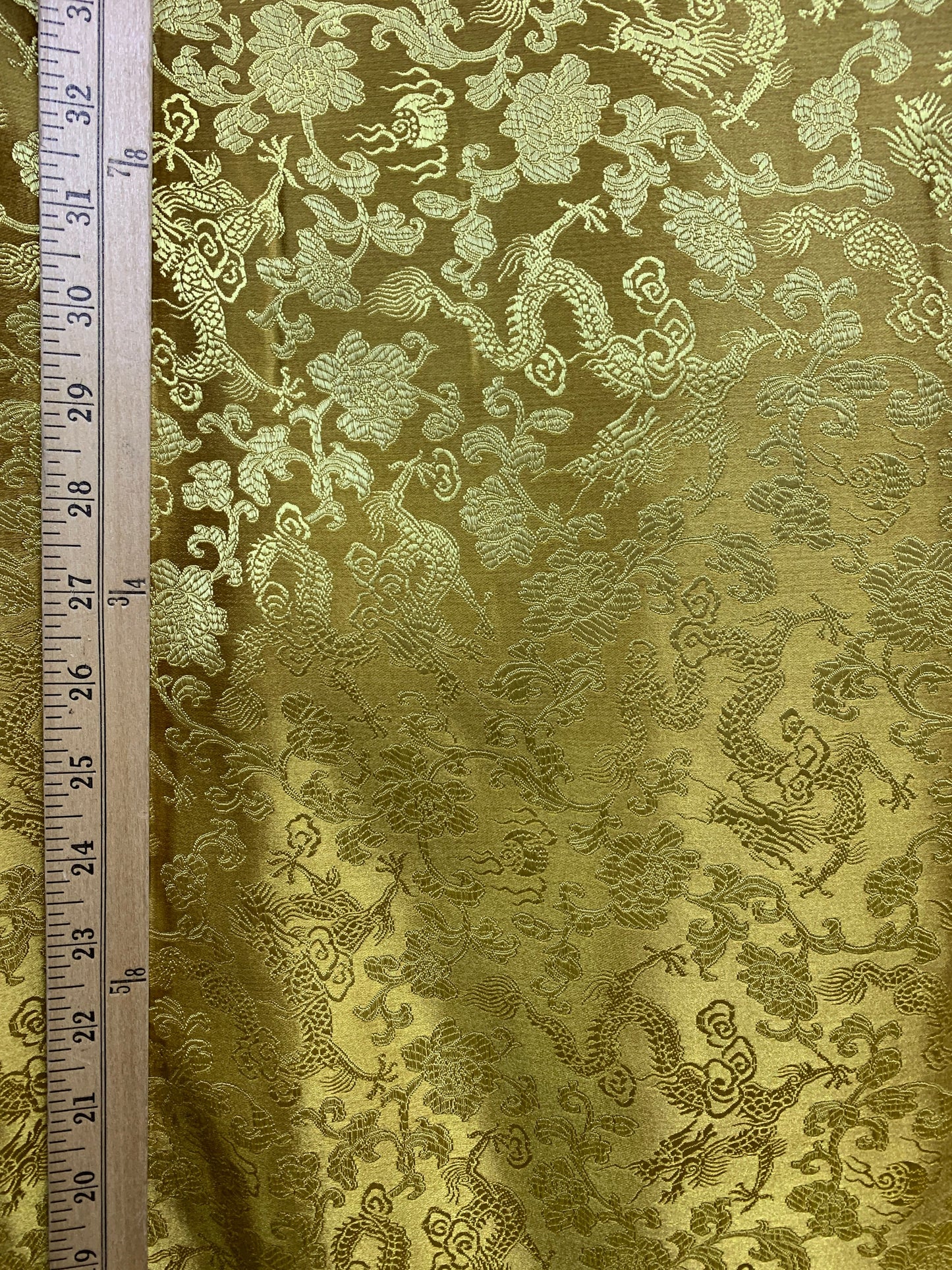 DARK GOLD Metallic Dragon Floral Brocade Fabric (45 in.) Sold By The Yard