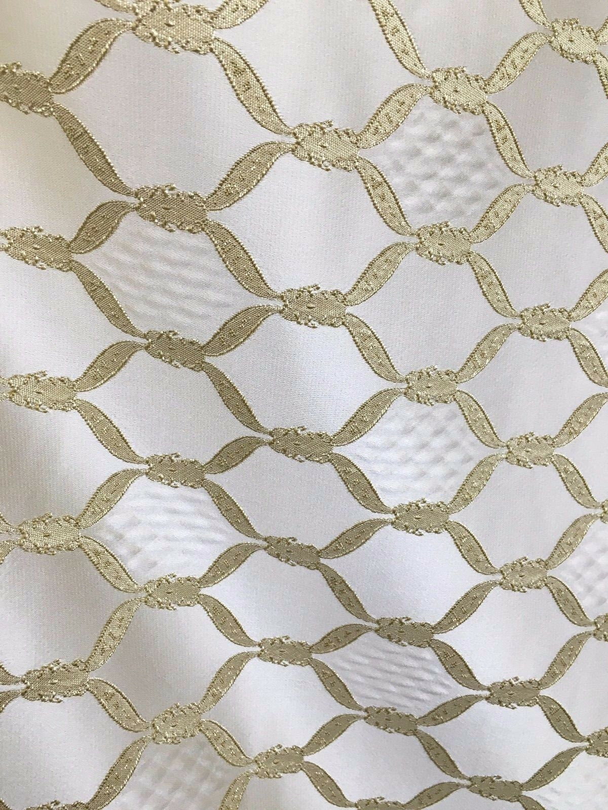 LIGHT GOLD Diamond Brocade Upholstery Drapery Fabric (54 in.) Sold By The Yard