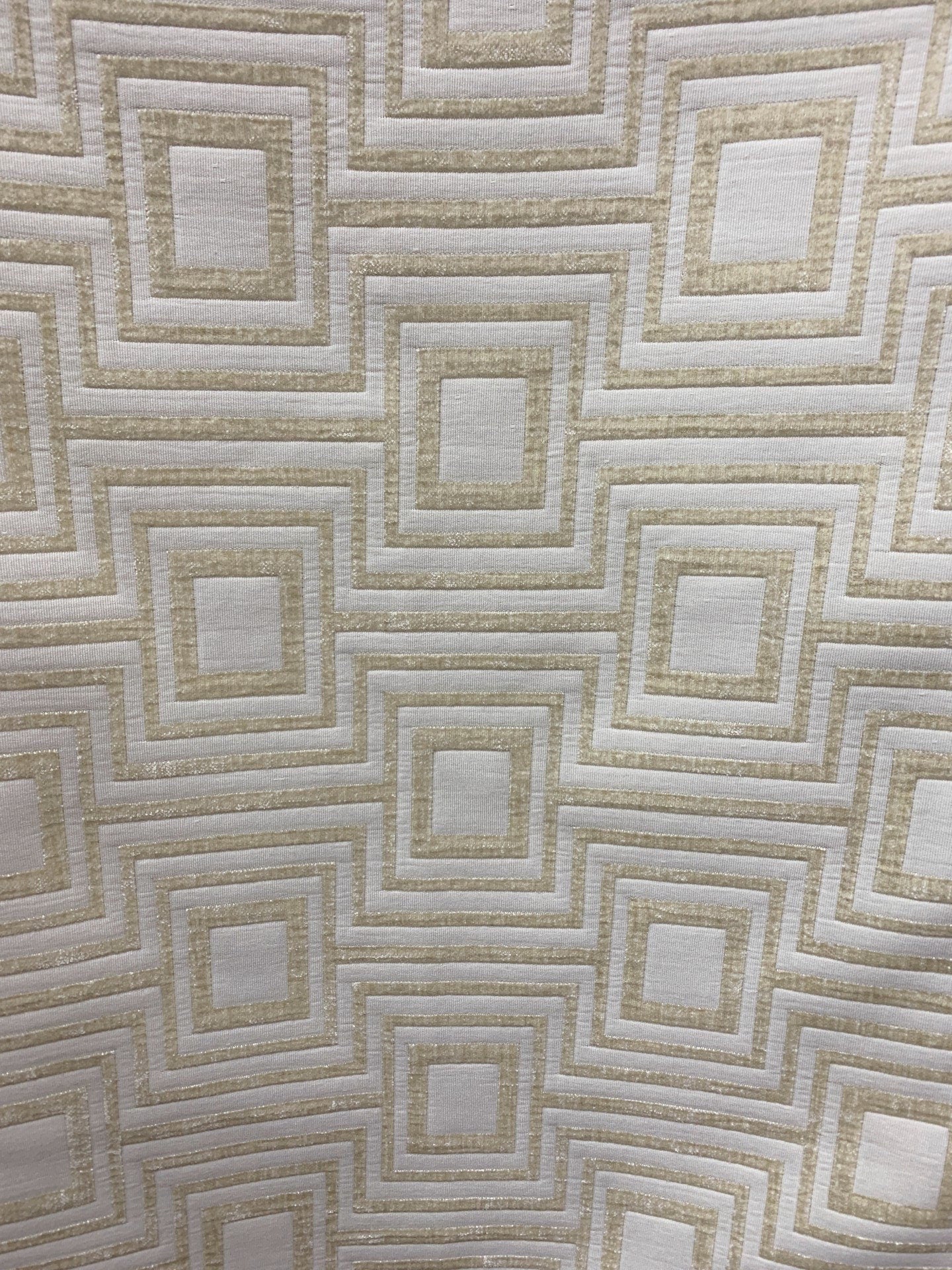 IVORY Geometric Chenille Upholstery Brocade Fabric (54 in.) Sold By The Yard