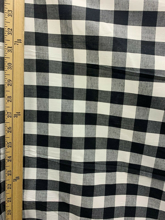 BLACK WHITE Plaid Stretch Cotton Fabric (50 in.) Sold By The Yard