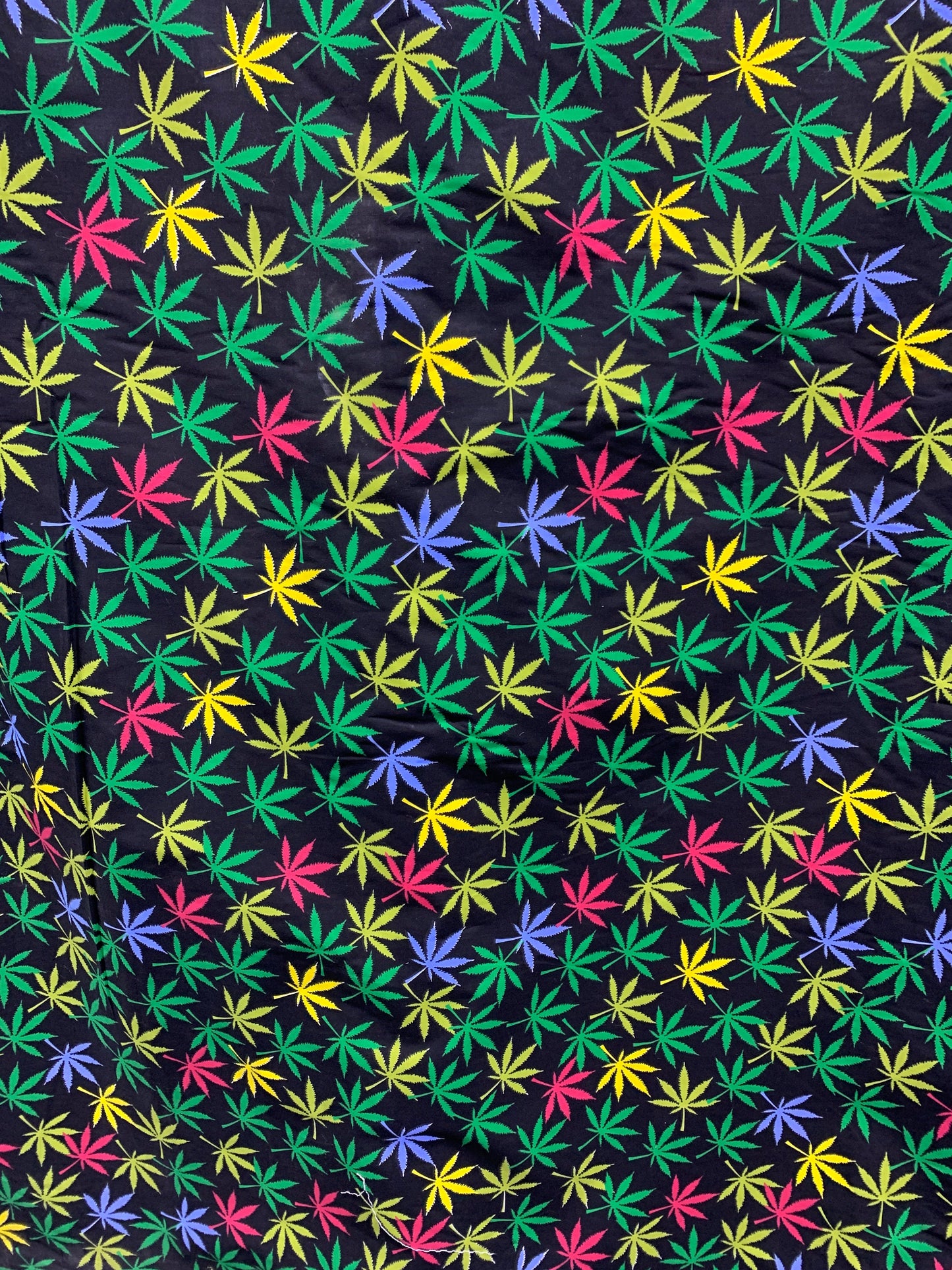 MULTICOLOR Marijuana Cannabis Leaf Printed Poly Cotton Fabric (58 in.) Sold By The Yard