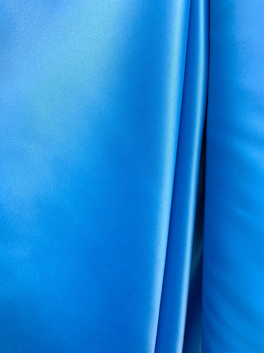 TURQUOISE BLUE Solid 100% Polyester Mystique Satin Fabric (60 in.) Sold BTY