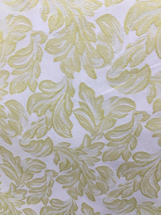 YELLOW WHITE Floral Upholstery Drapery Brocade Fabric (54 in.) Sold By The Yard