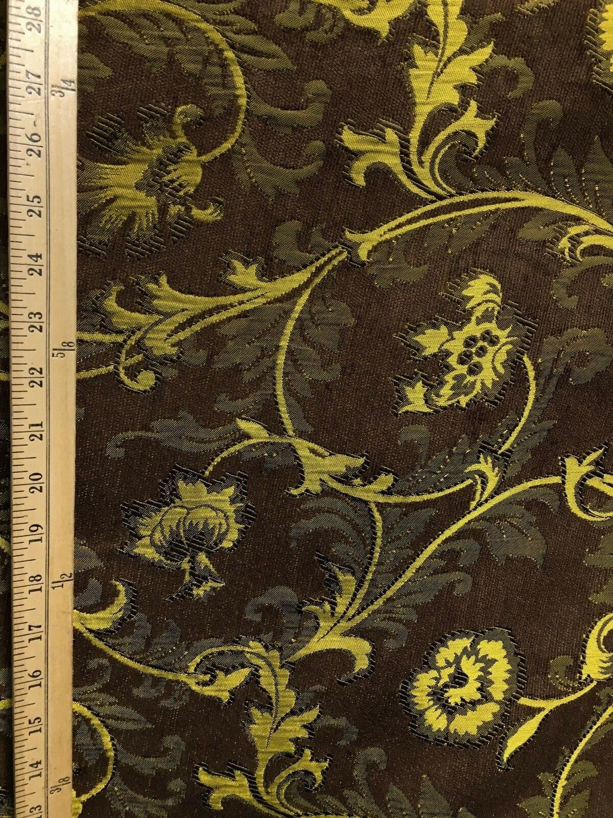 BROWN GOLD Floral Chenille Upholstery Fabric (54 in.) Sold By The Yard