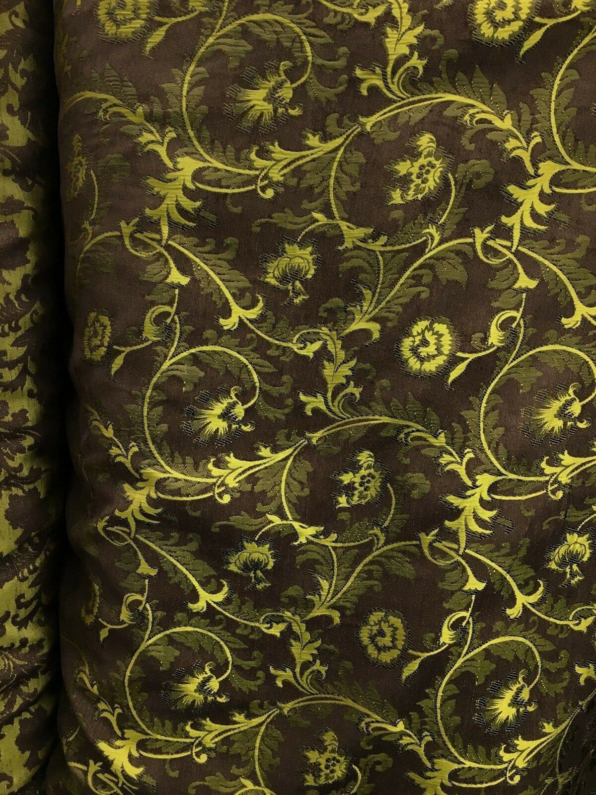 BROWN GOLD Floral Chenille Upholstery Fabric (54 in.) Sold By The Yard