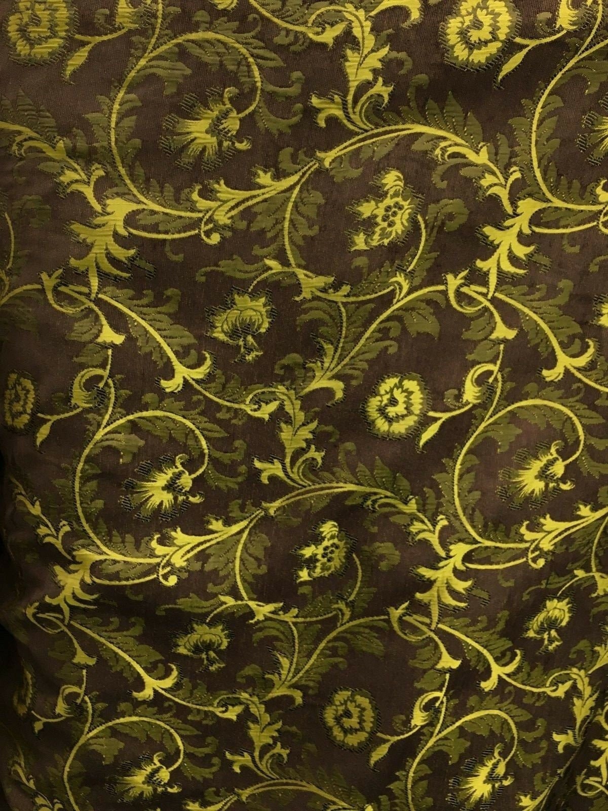 BROWN GOLD Floral Chenille Upholstery Fabric (54 in.) Sold By The Yard