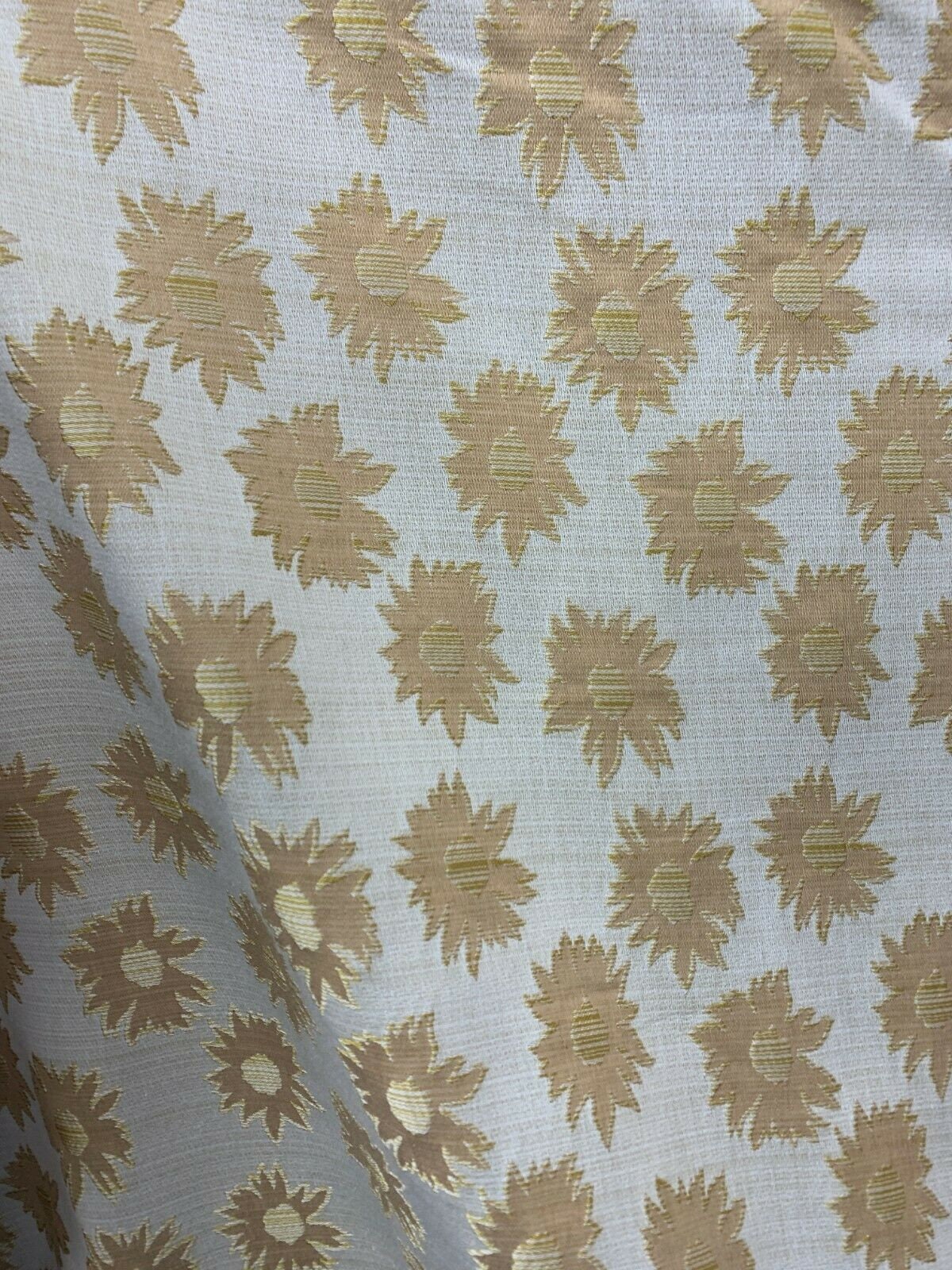 BEIGE TAN Sunflower Floral Brocade Upholstery Drapery Fabric (54 in.) Sold By The Yard
