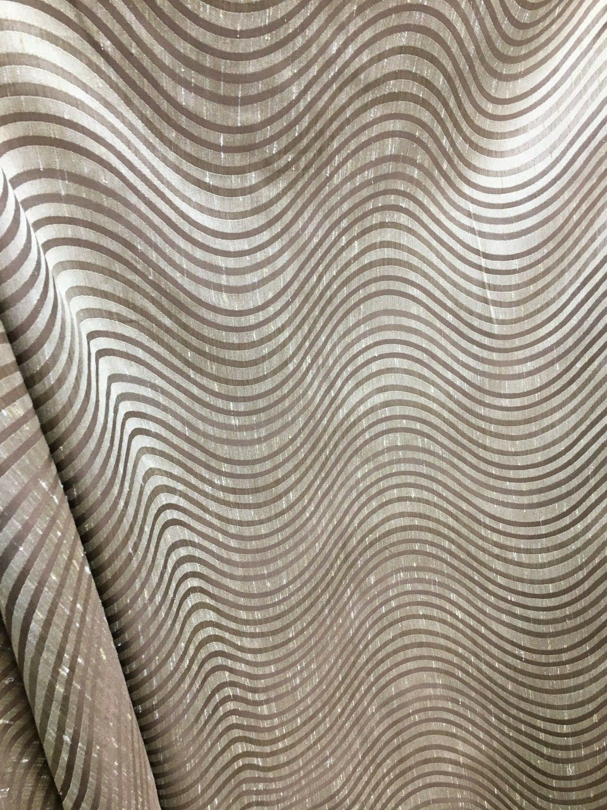 BROWN Wavy Brocade Upholstery Drapery Fabric (54 in.) Sold By The Yard