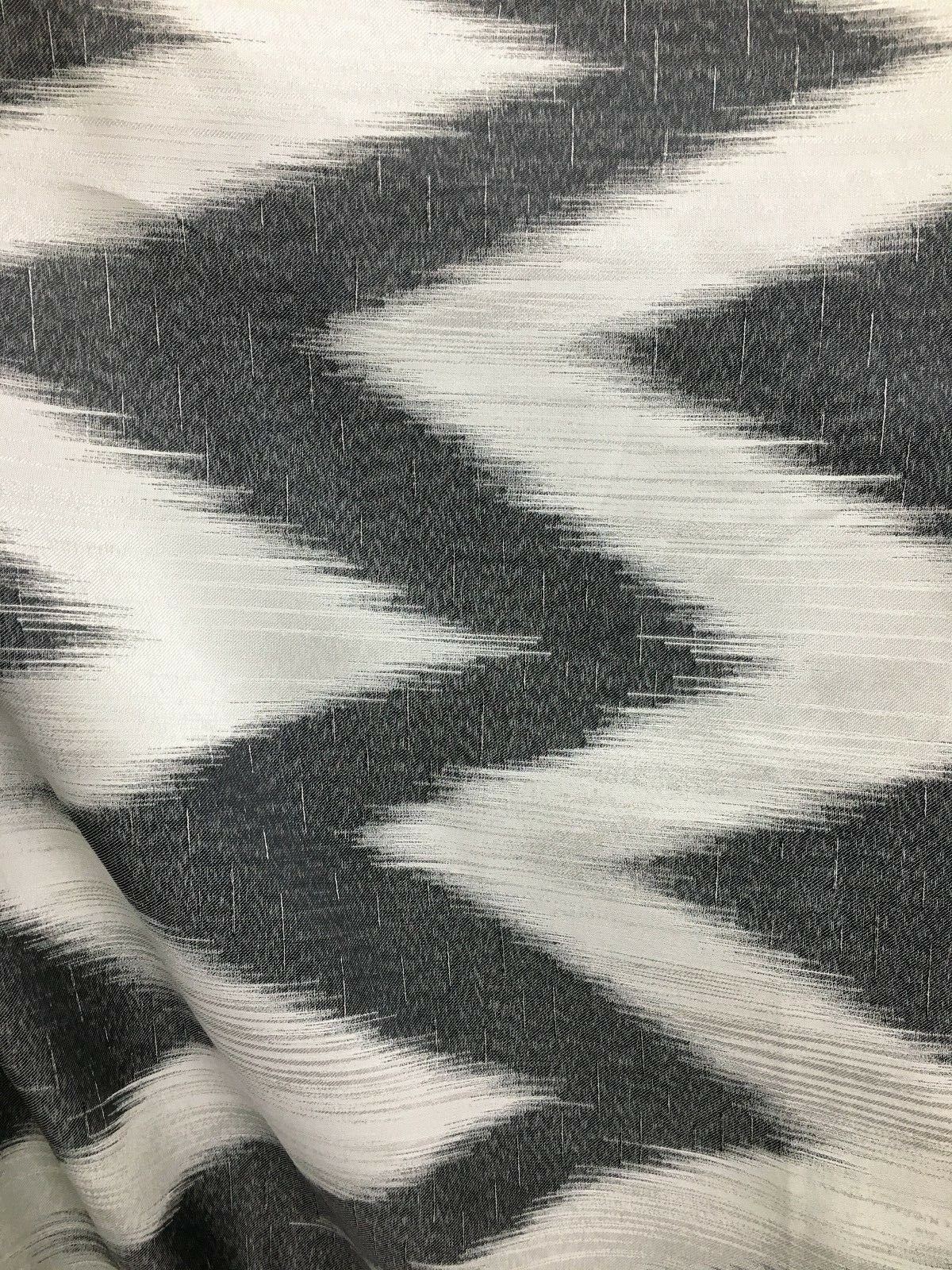 GREY BEIGE Chevron Zigzag Brocade Upholstery Drapery Fabric (60 in.) Sold By The Yard