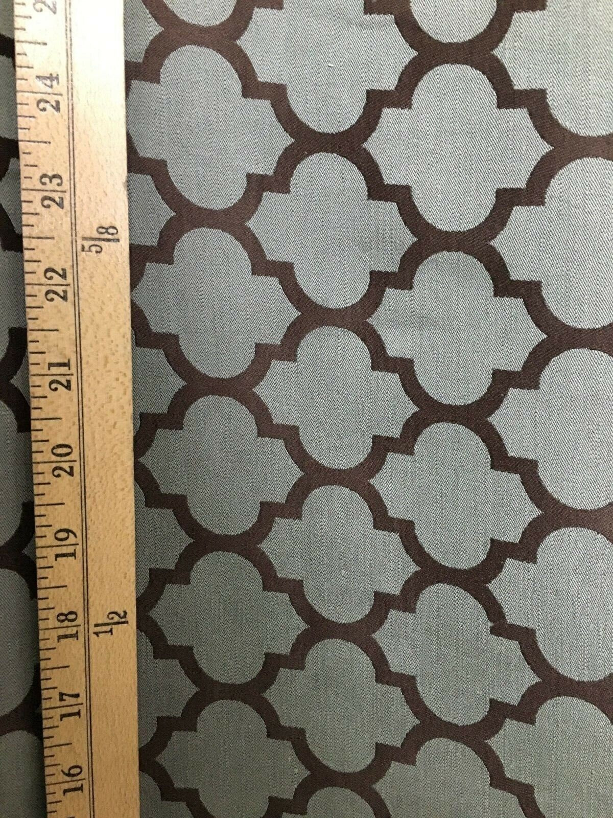 STONE BLUE BROWN Trellis Brocade Upholstery Drapery Fabric (54 in.) Sold By The Yard