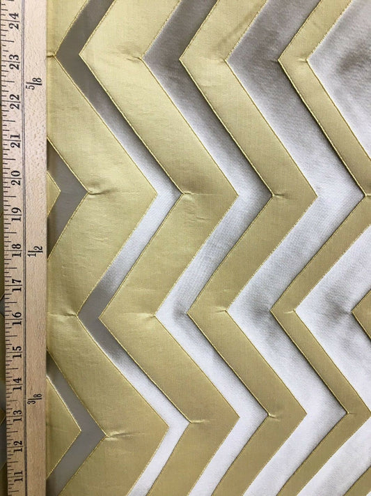 GOLD BEIGE Zigzag Brocade Upholstery Drapery Fabric (54 in.) Sold By The Yard