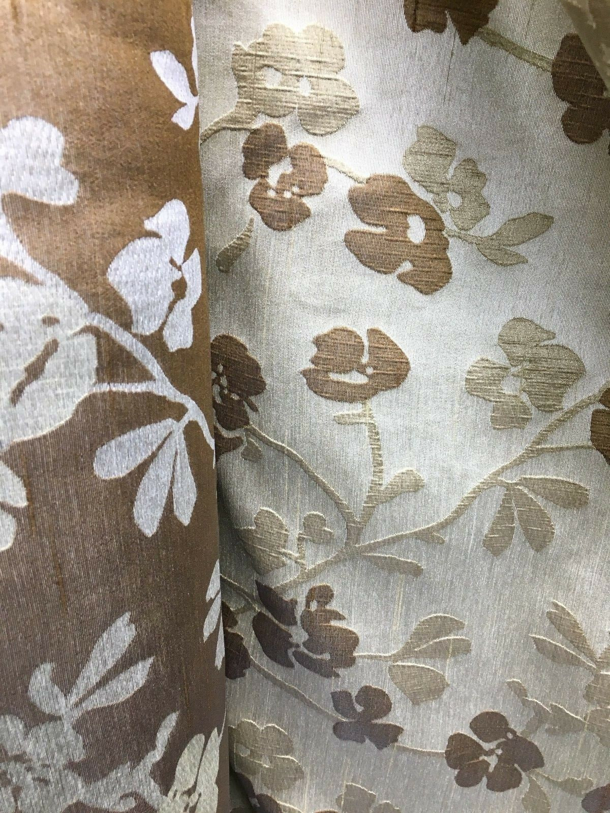 BROWN MULTICOLOR Floral Brocade Upholstery Drapery Fabric (54 in.) Sold By The Yard