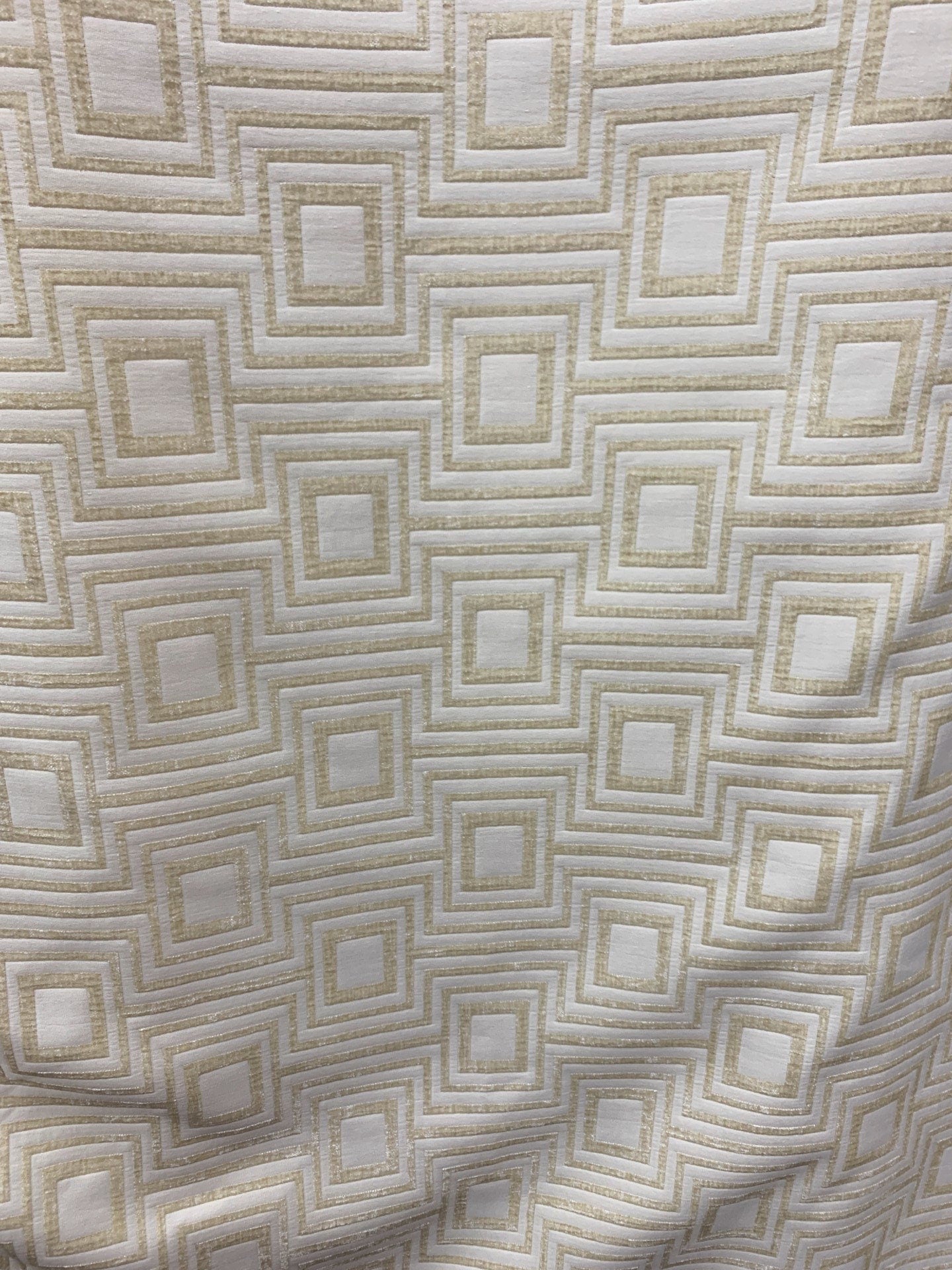 IVORY Geometric Chenille Upholstery Brocade Fabric (54 in.) Sold By The Yard