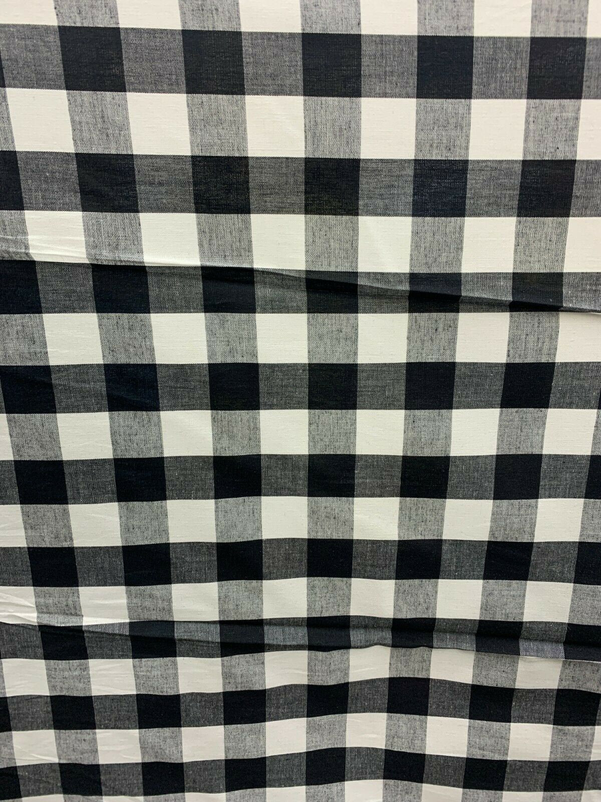 BLACK WHITE Plaid Stretch Cotton Fabric (50 in.) Sold By The Yard