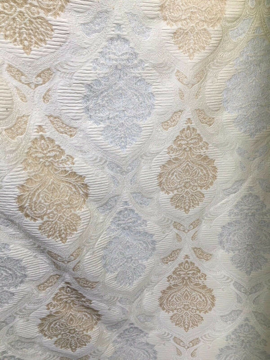 IVORY MULTICOLOR Damask Chenille Upholstery Brocade Fabric (54 in.) Sold By The Yard