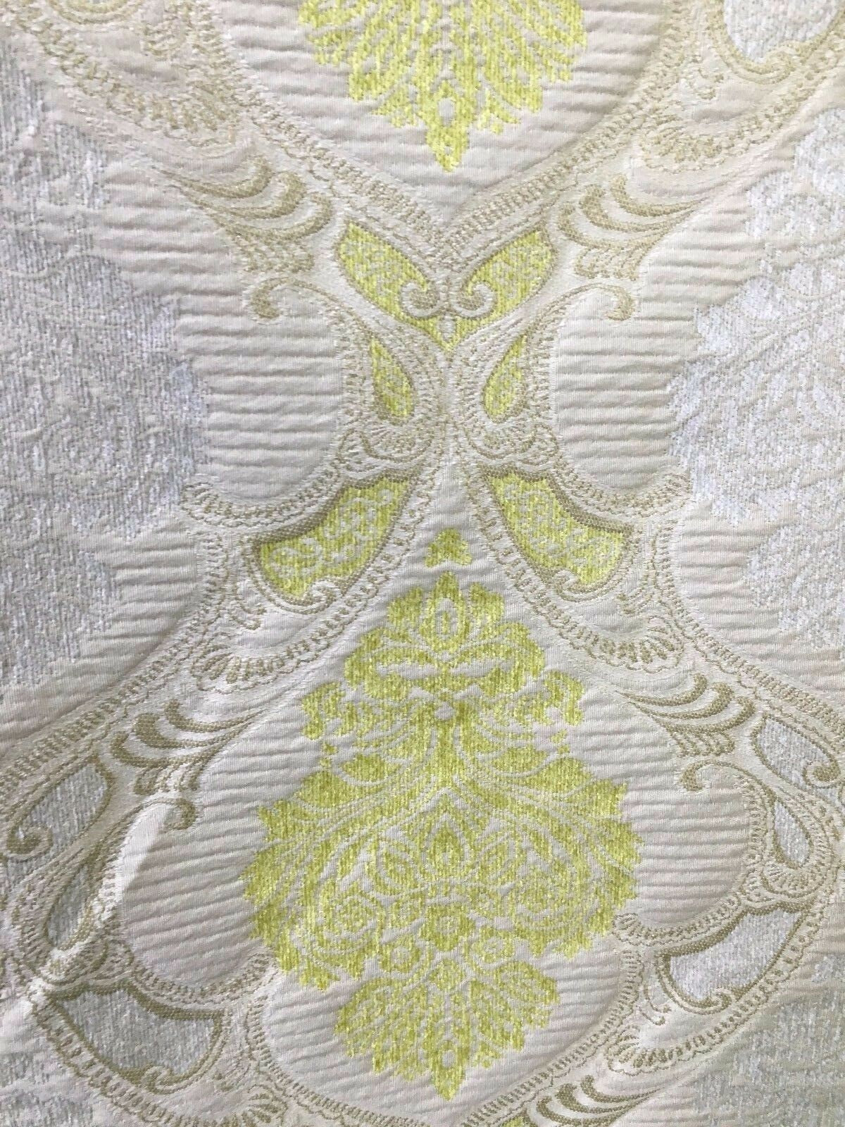 IVORY YELLOW MULTICOLOR Damask Chenille Upholstery Brocade Fabric (54 in.) Sold By The Yard