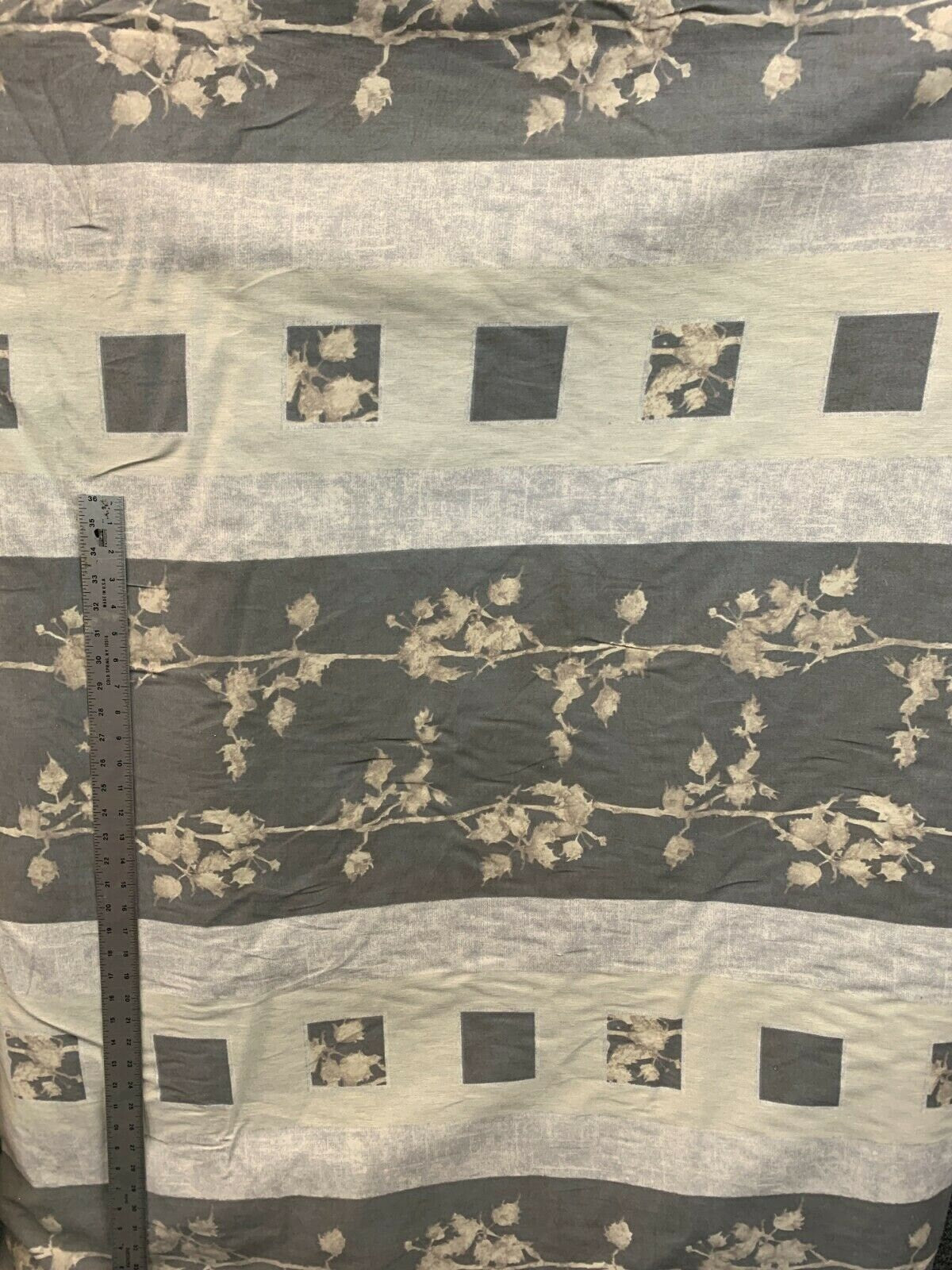 BEIGE GRAY Leaves Printed Cotton Upholstery Fabric (54 in.) Sold By The Yard