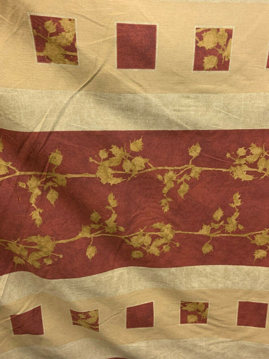 BURGUNDY MULTICOLOR Leaves Printed Cotton Upholstery Fabric (54 in.) Sold BTY