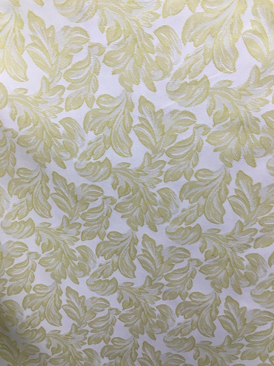 YELLOW WHITE Floral Upholstery Drapery Brocade Fabric (54 in.) Sold By The Yard