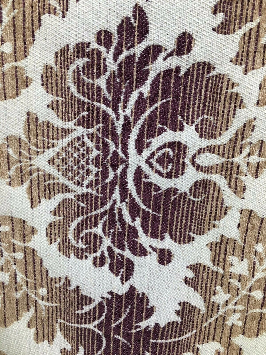 BEIGE MULTICOLOR Damask Chenille Upholstery Brocade Fabric (54 in.) Sold By The Yard