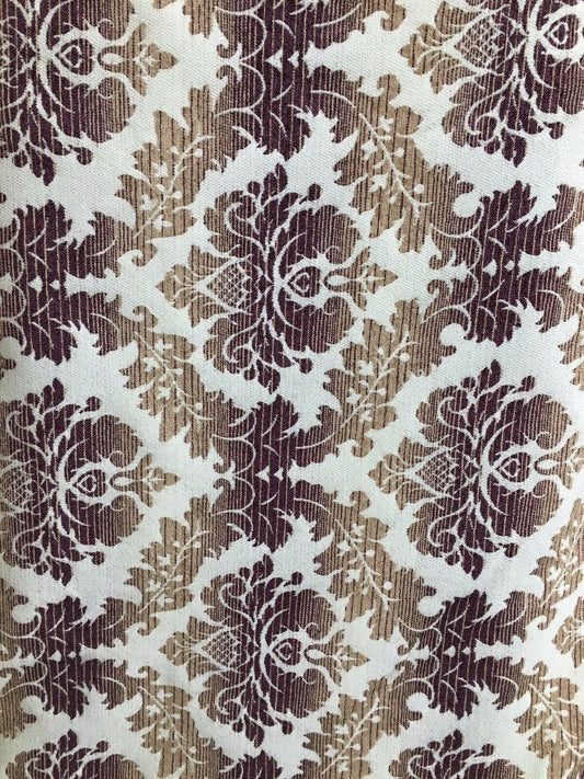 BEIGE MULTICOLOR Damask Chenille Upholstery Brocade Fabric (54 in.) Sold By The Yard