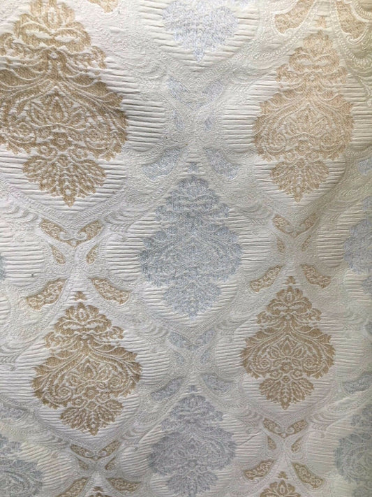 IVORY MULTICOLOR Damask Chenille Upholstery Brocade Fabric (54 in.) Sold By The Yard