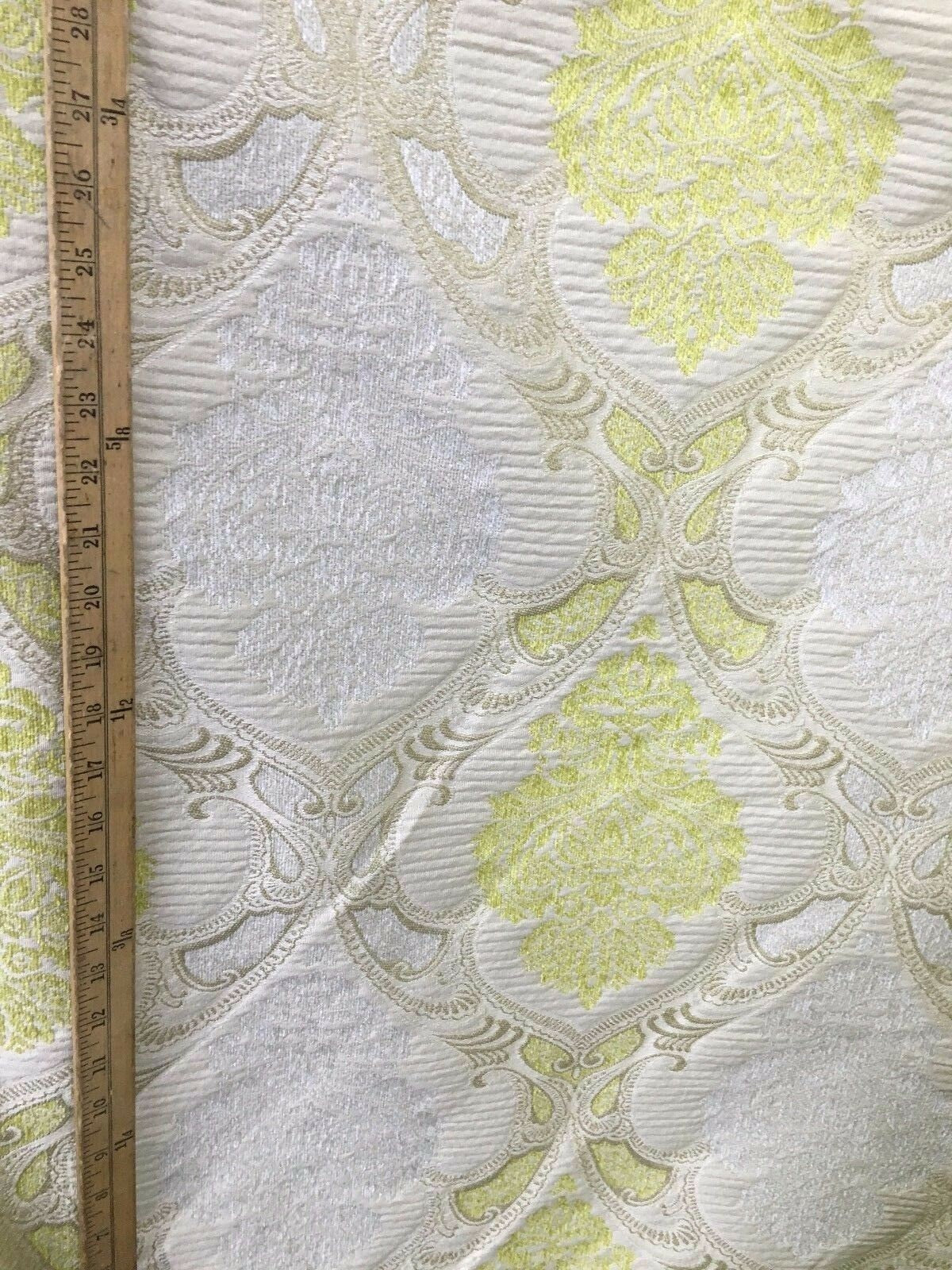 IVORY YELLOW MULTICOLOR Damask Chenille Upholstery Brocade Fabric (54 in.) Sold By The Yard