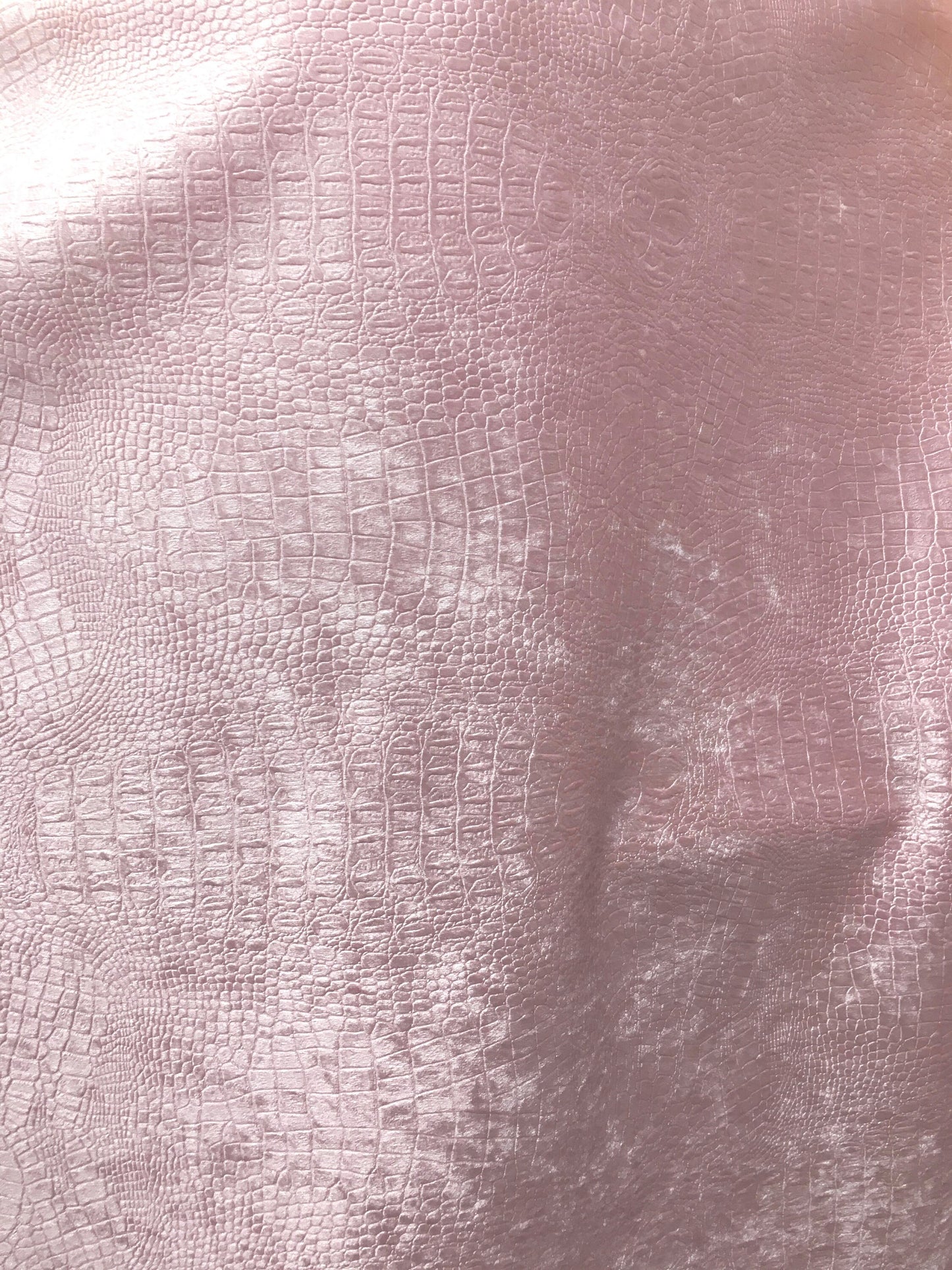 LIGHT PINK Alligator Crocodile Embossed Chenille Velvet Fabric (56 in.) Sold By The Yard