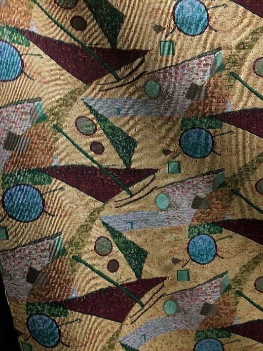 MULTICOLOR GEOMETRIC Poly Cotton Upholstery Brocade Fabric (54 in.) Sold By The Yard